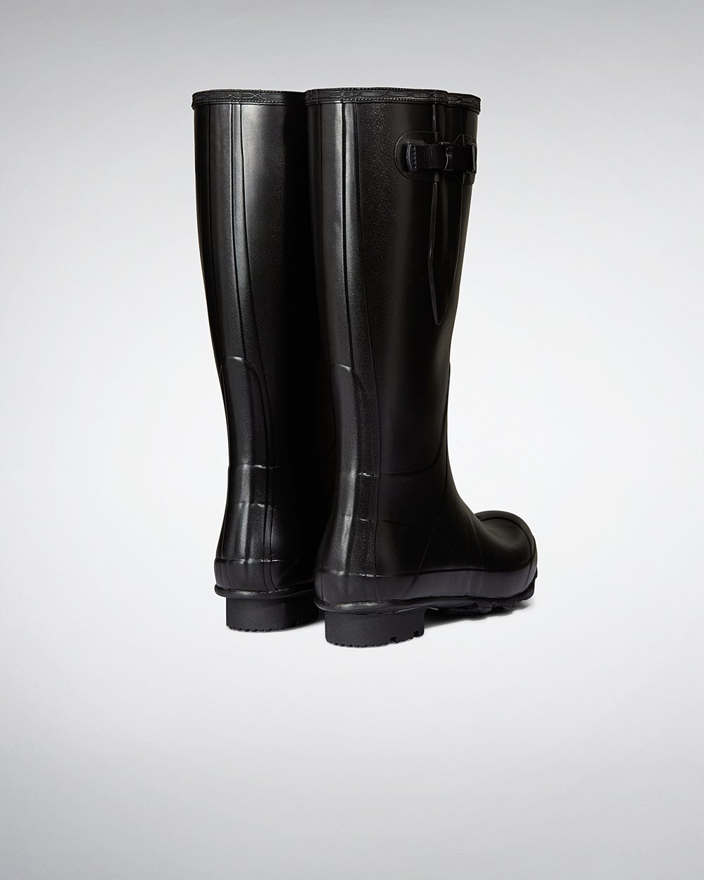 Mens Tall Rain Boots - Hunter Norris Field Side Adjustable Neoprene Lined (56VMPNGIY) - Black